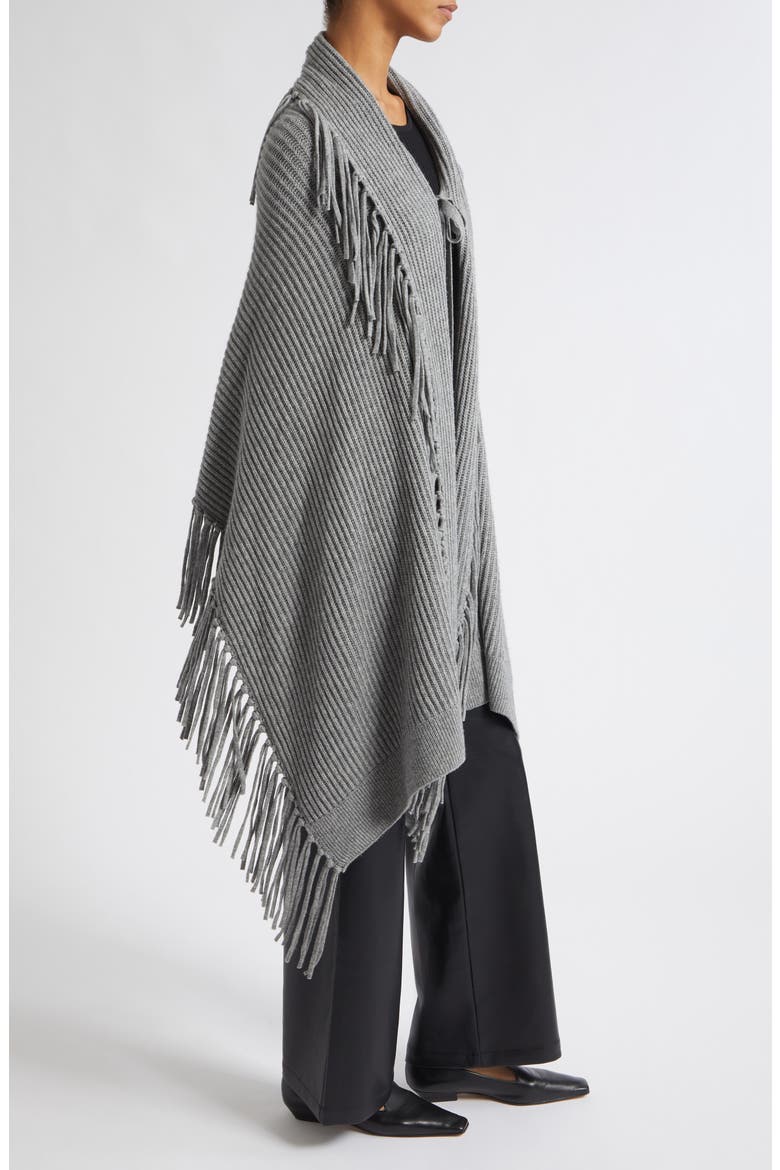Anais Wool & Cashmere Fringe Wrap, Alternate, color, STORM