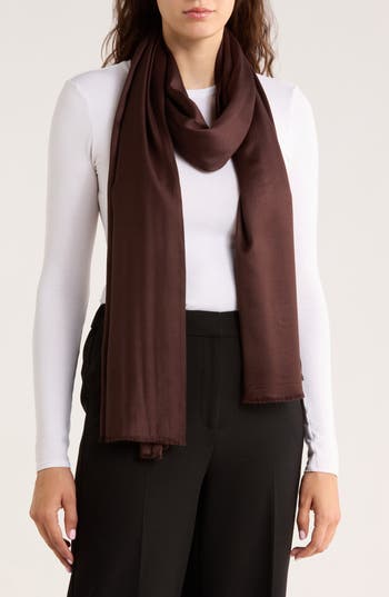 Vince Camuto Oversized Satin Pashmina Wrap In Brown