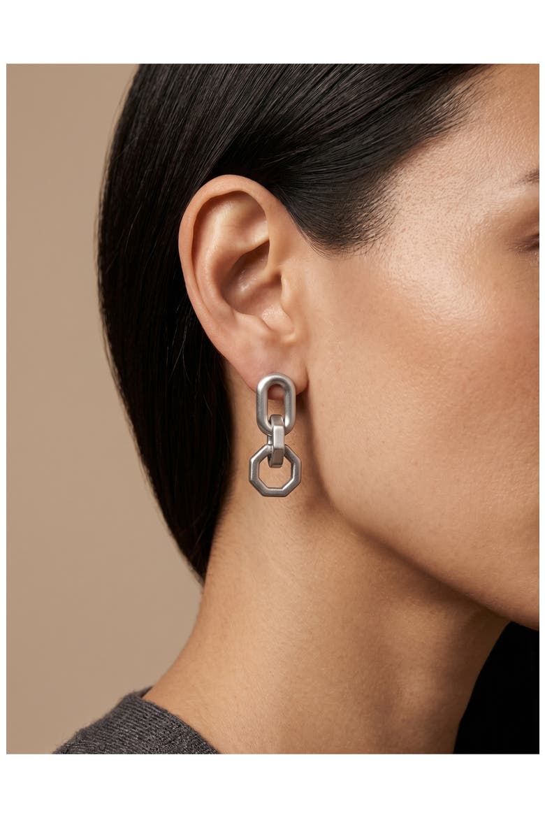 Geometric Link Drop Earrings, Alternate, color, SILVER