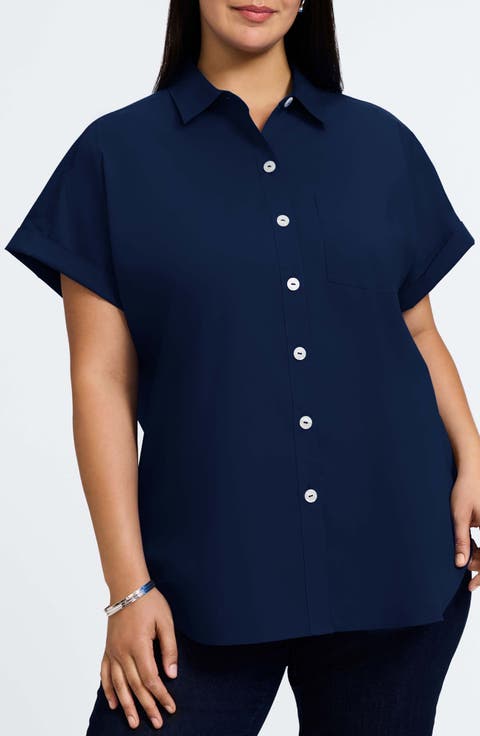 Abigail Short Sleeve Button-Up Shirt (Plus)