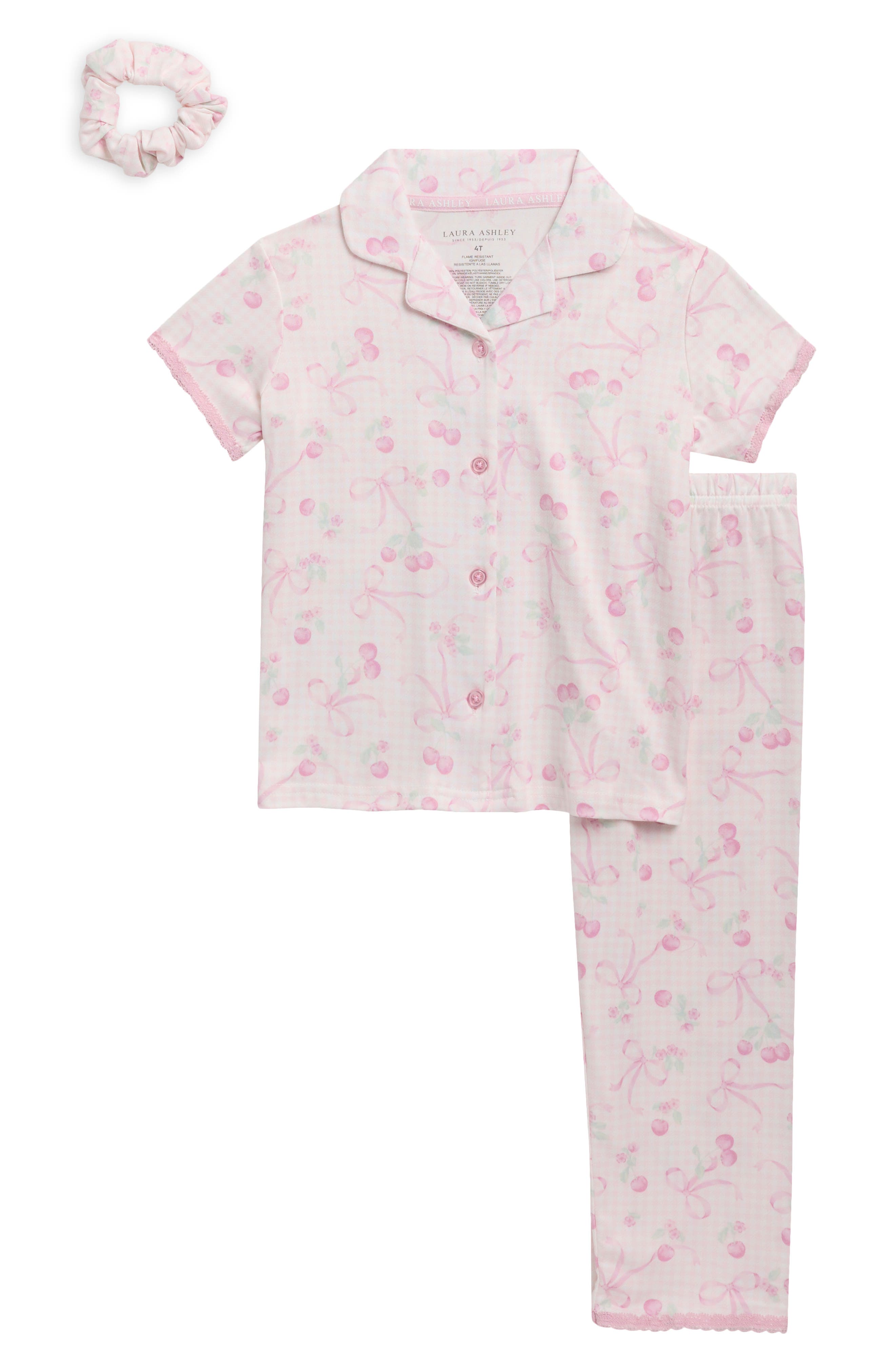 Laura Ashley Two-Piece Peached Jersey Pajamas & Scrunchie Set