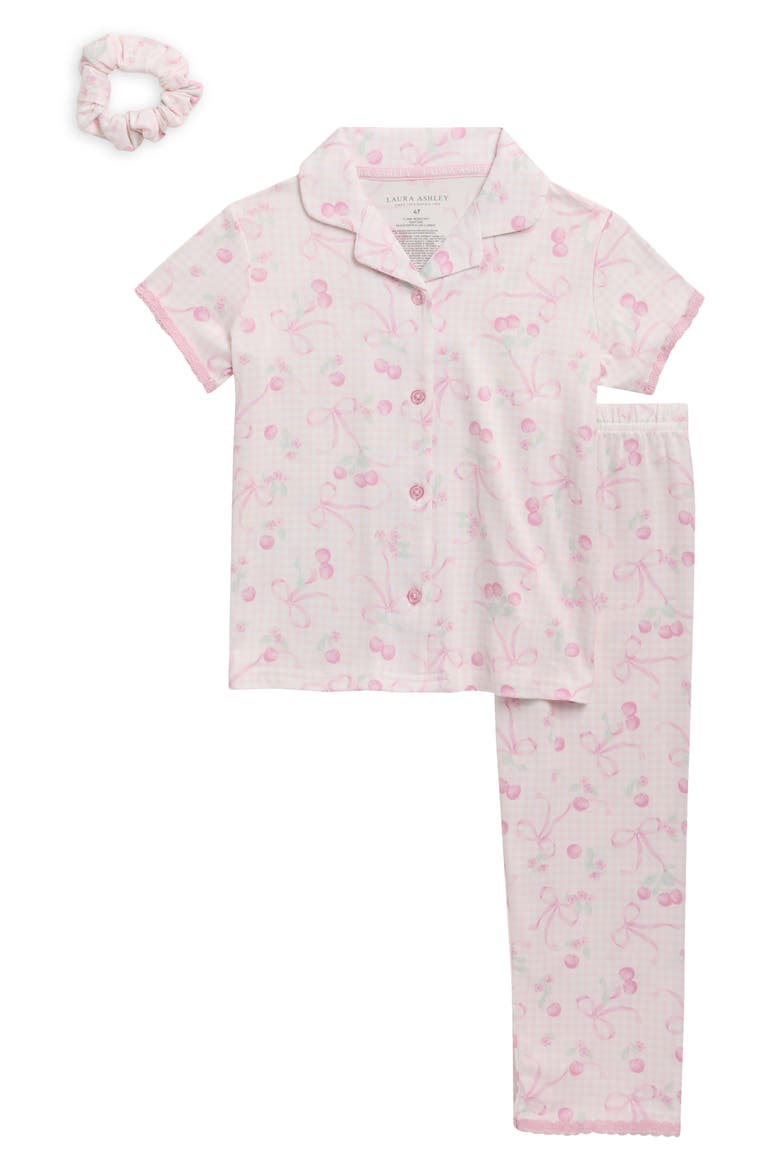 Two-Piece Peached Jersey Pajamas & Scrunchie Set, Main, color, TARO CHERRY