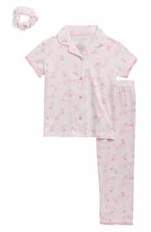 Two-Piece Peached Jersey Pajamas & Scrunchie Set