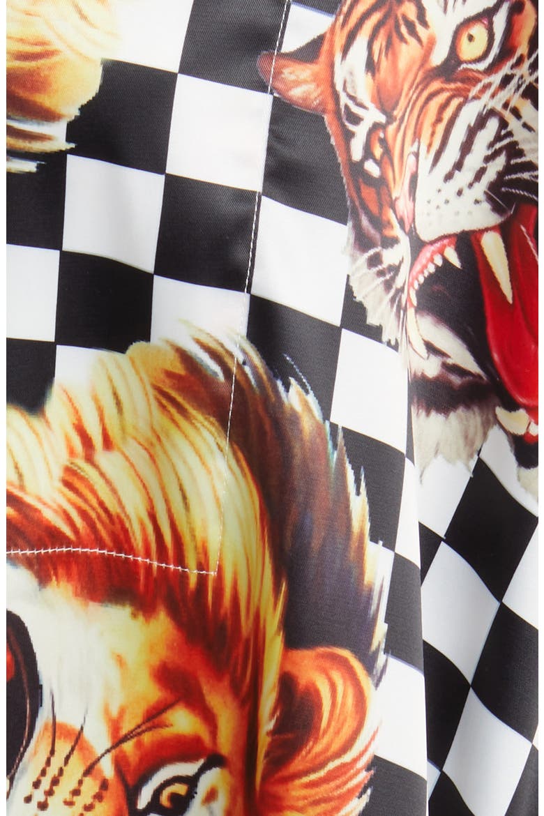 Posh Lions Oversize Satin Top & Pants Set, Alternate, color, LION TIGERS AND CHECKS