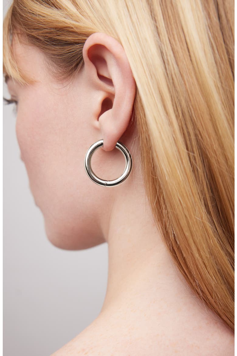 Lilly Hinged Hoop Earrings, Alternate, color, SILVER