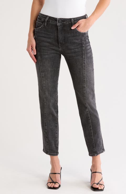 Reese Fab Ab Seamed High Waist Ankle Slim Straight Leg Jeans (Create)