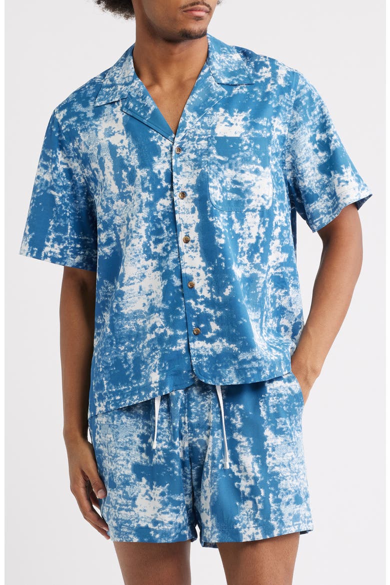 Jason Abstract Print Camp Shirt, Main, color, BLUE