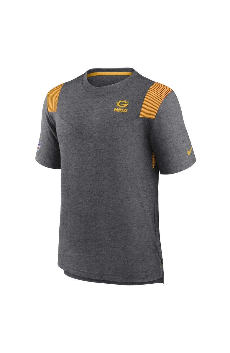 Nike Men's Nike Heather Charcoal Green Bay Packers Sideline Tonal Logo Performance Player T-Shirt, Alternate, color, Heather Gray