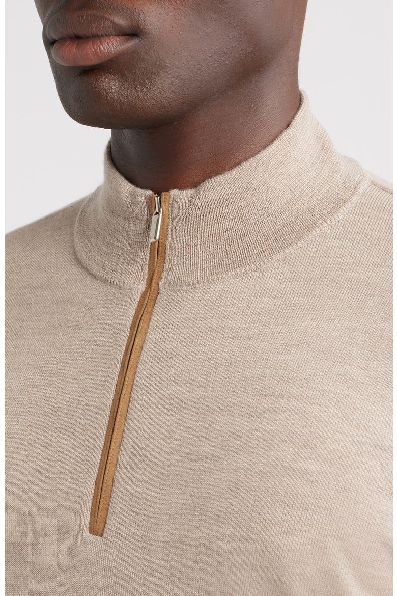 Autumn Crest Merino Wool Blend Quarter Zip Sweater, Alternate, color, LIGHT ELM