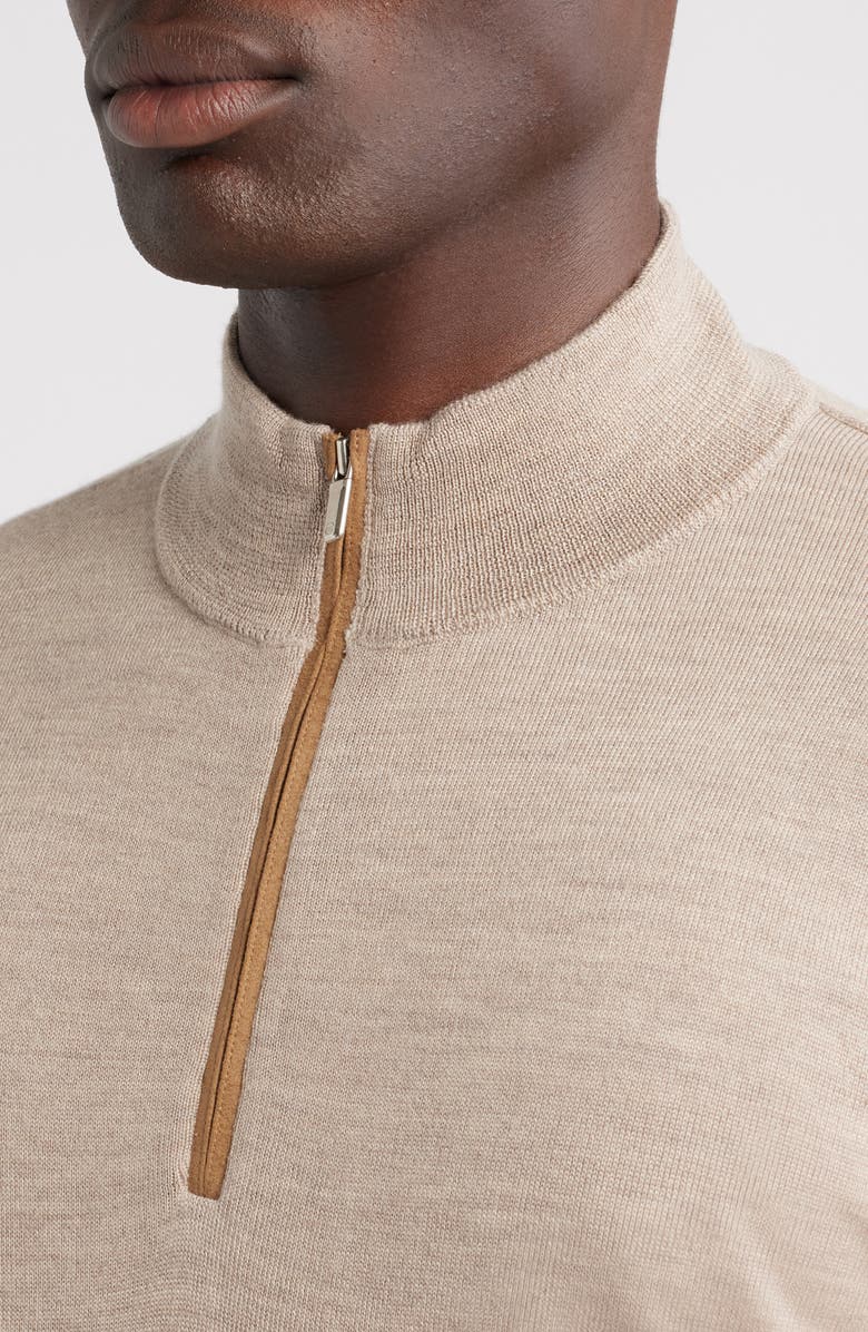 Peter Millar Autumn Crest Merino Wool Blend Quarter Zip Sweater, Alternate, color, Light Elm