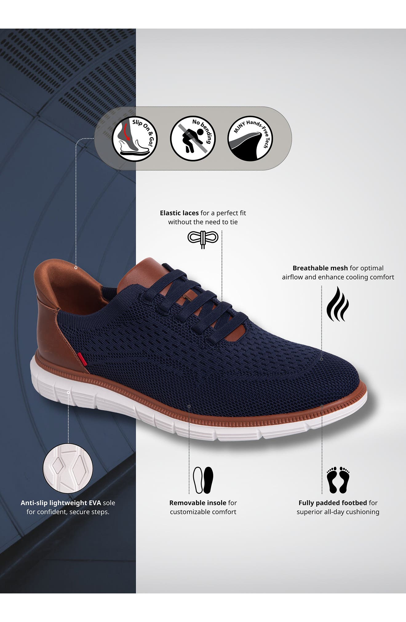 Blackford Street Hands-Free Slip-On Sneaker, Alternate, color, NAVY