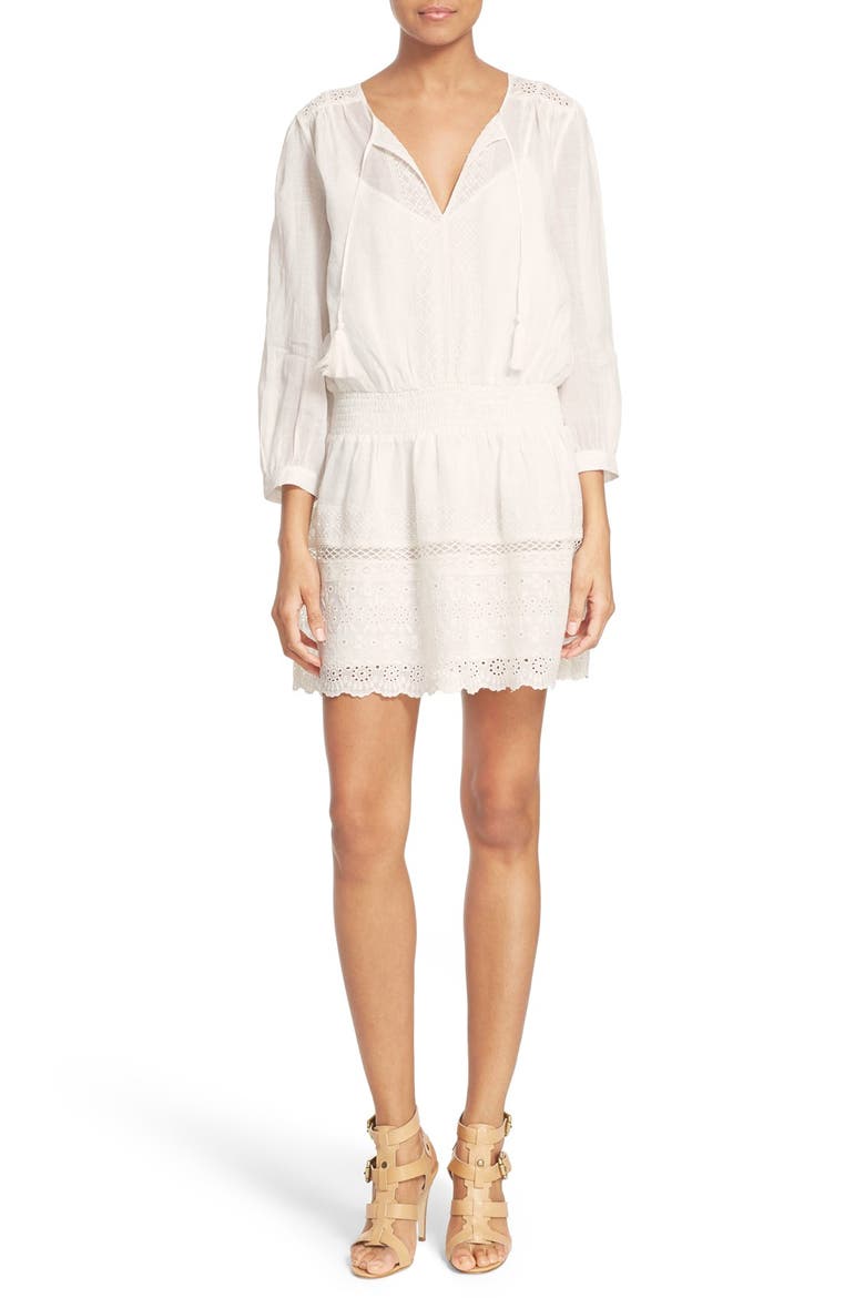 'Laton' Embroidered Eyelet Dress, Main, color, PORCELAIN