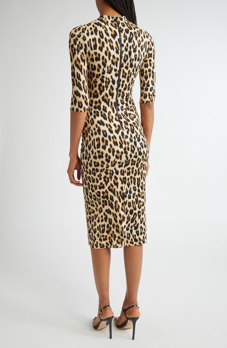 Alice + Olivia Delora Leopard Print Knit Midi Dress, Alternate, color, Leopard