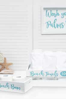 LALIA HOME Three Piece Decorative Wood Bathroom Set - Large - Coastal/Beach