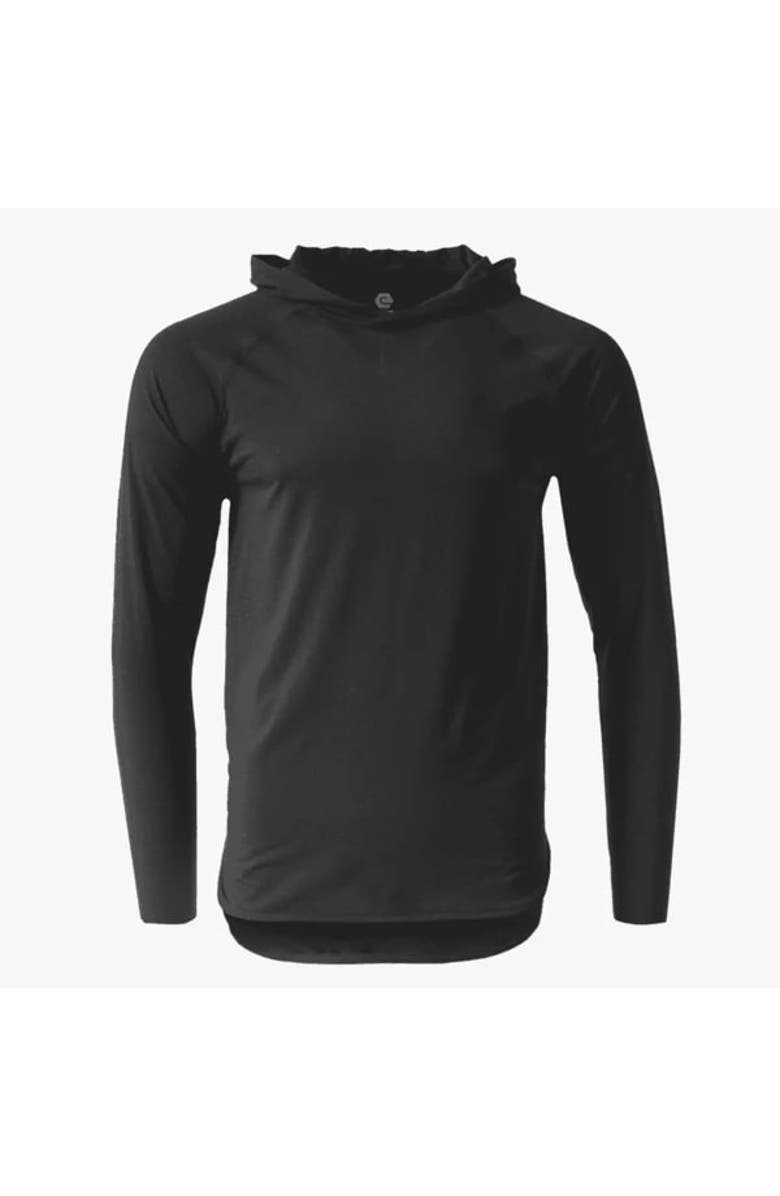 BenBen Varsity Lightweight Droptail Long Sleeve Hoodie, Main, color, Black