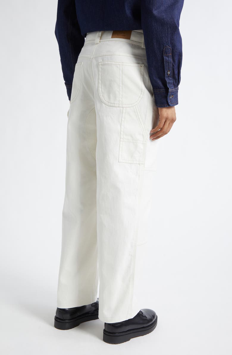 AMI PARIS Cotton Worker Pants, Alternate, color, Blanc Creme