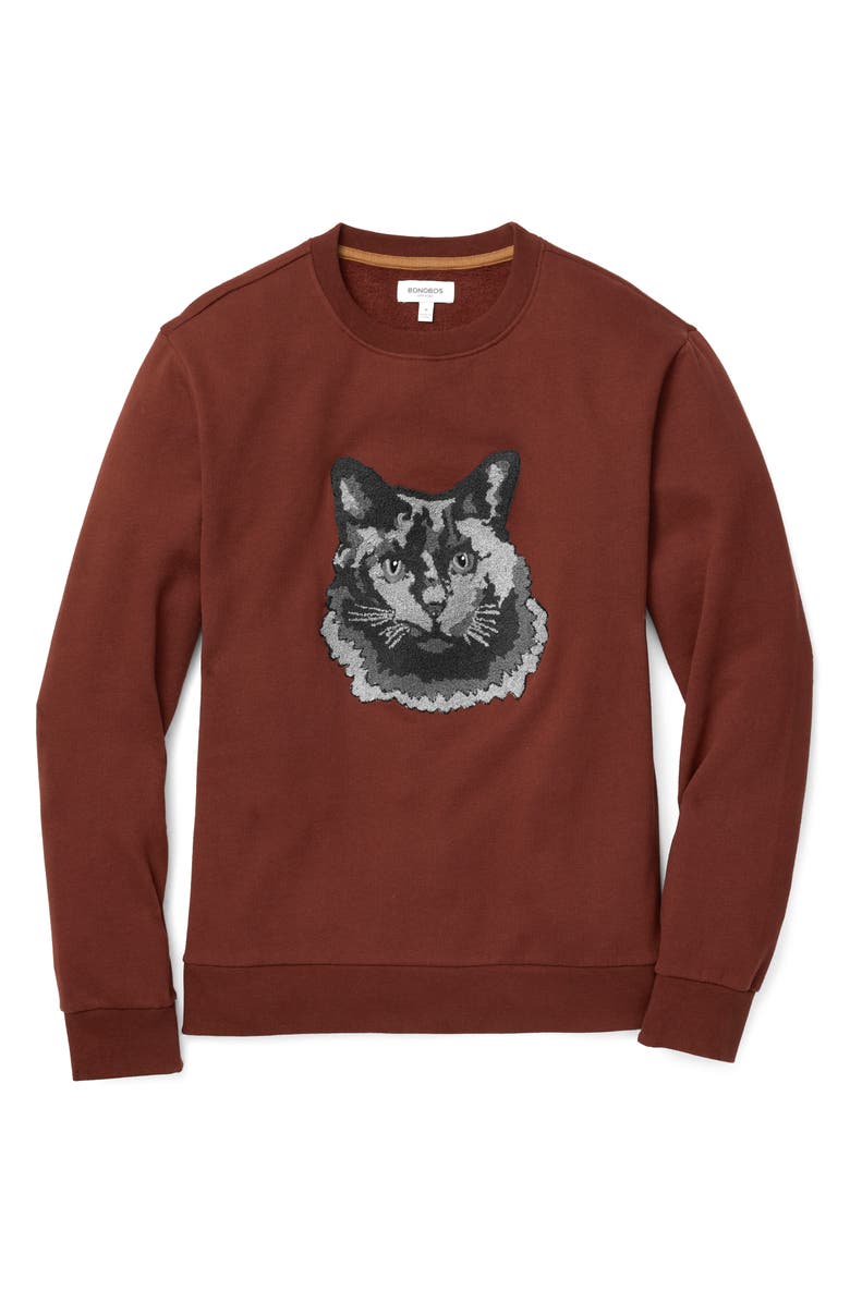 Bonobos Critters Compact Fleece Sweatshirt, Alternate, color, Cat Critter Fleece C9