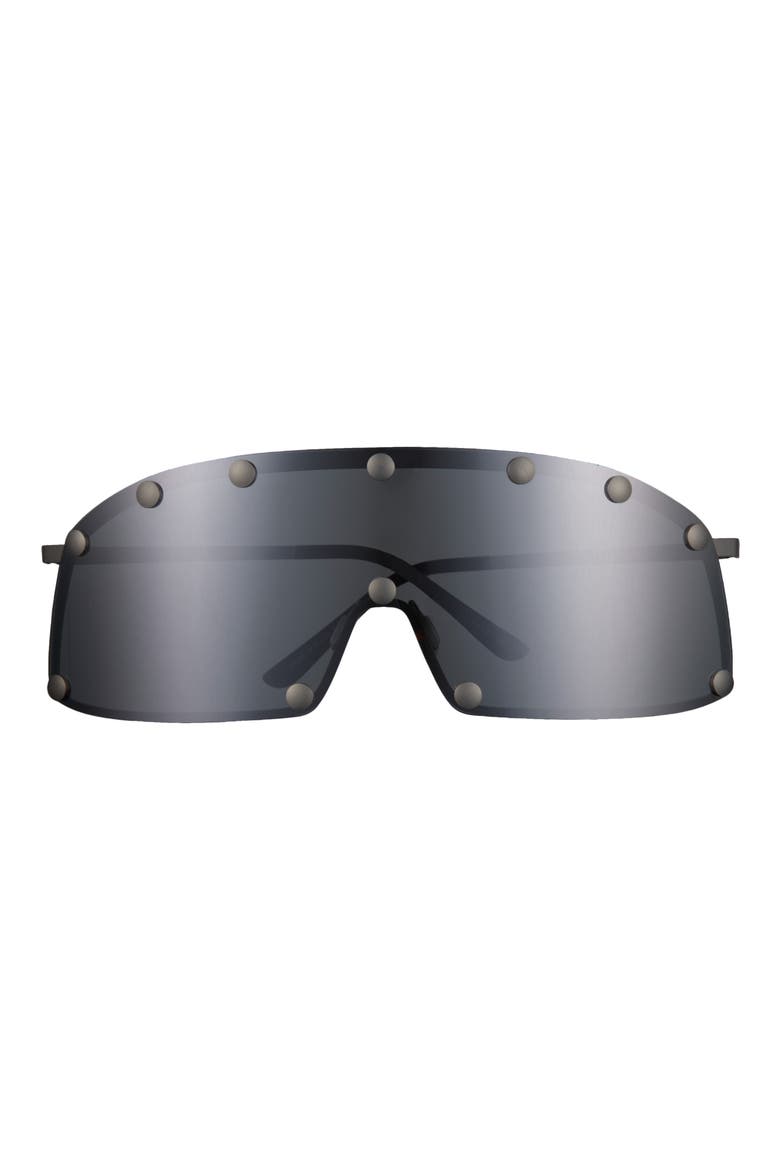 Shield Sunglasses, Main, color, SILVER TEMPLE/SILVER LENS