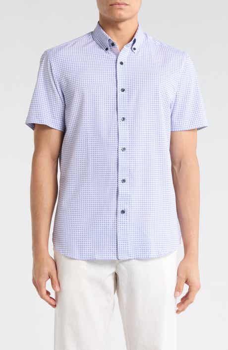 CONSTRUCT Slim Fit Geometric Print Short Sleeve Button-Down Shirt