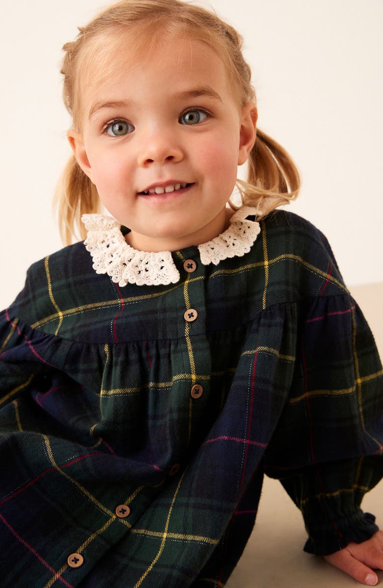 NEXT Kids' Plaid Lace Collar Cotton Blend Dress, Alternate, color,