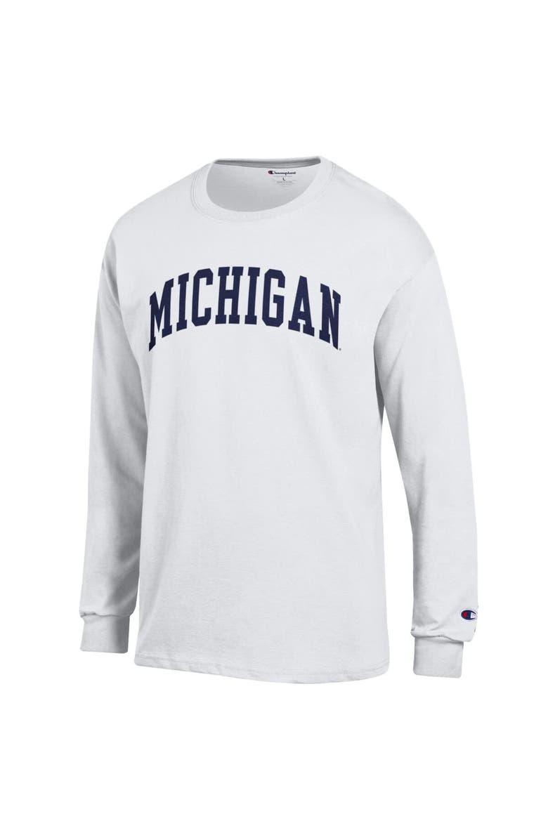 Champion Men's Champion White Michigan Wolverines Basic Arch Long Sleeve T-Shirt, Alternate, color, White
