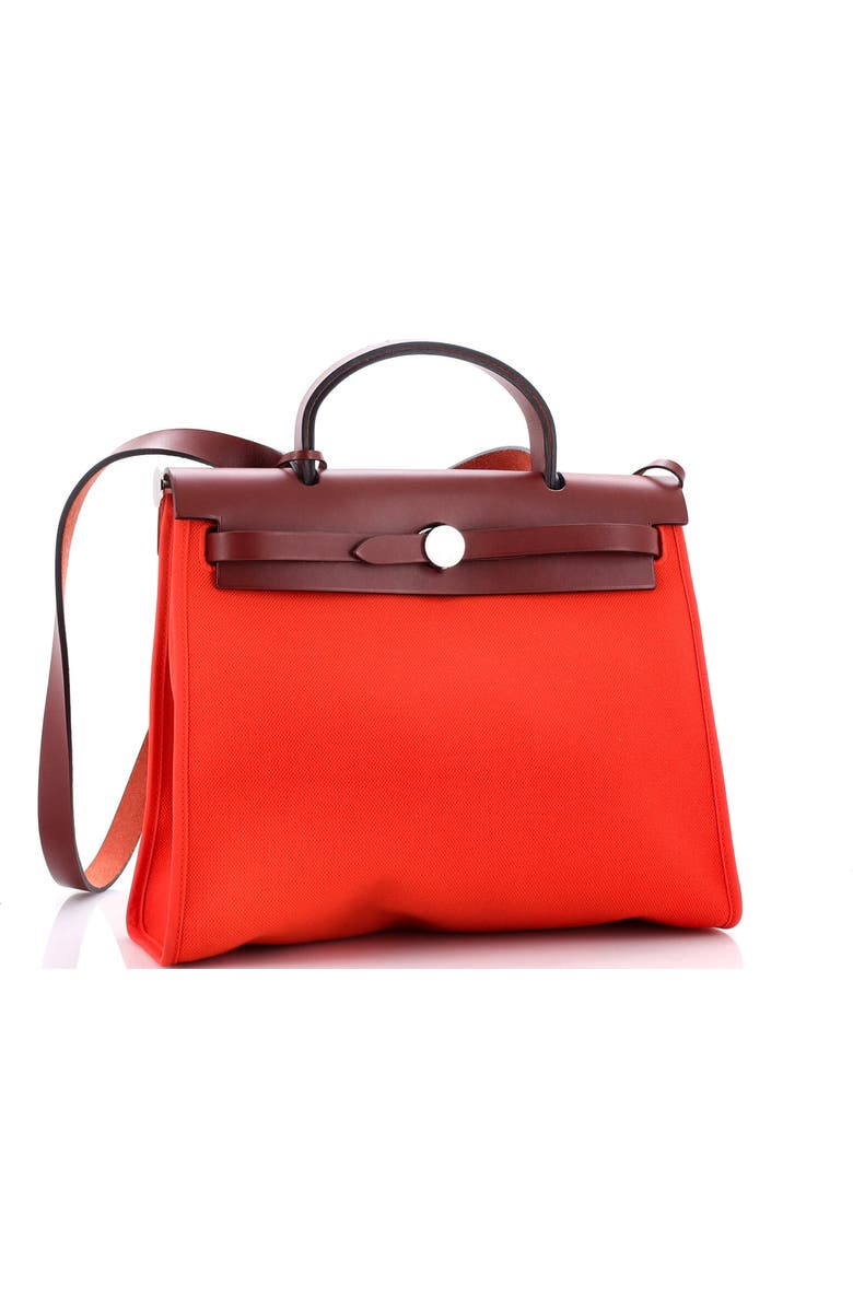Pre-Owned Hermes Herbag Zip Leather and Toile 31, Alternate, color, Orange Poppy