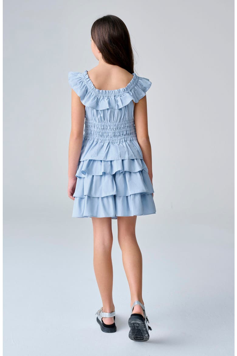 Kids' Smocked Ruffle Top & Tiered Skirt Set, Alternate, color, BLUE