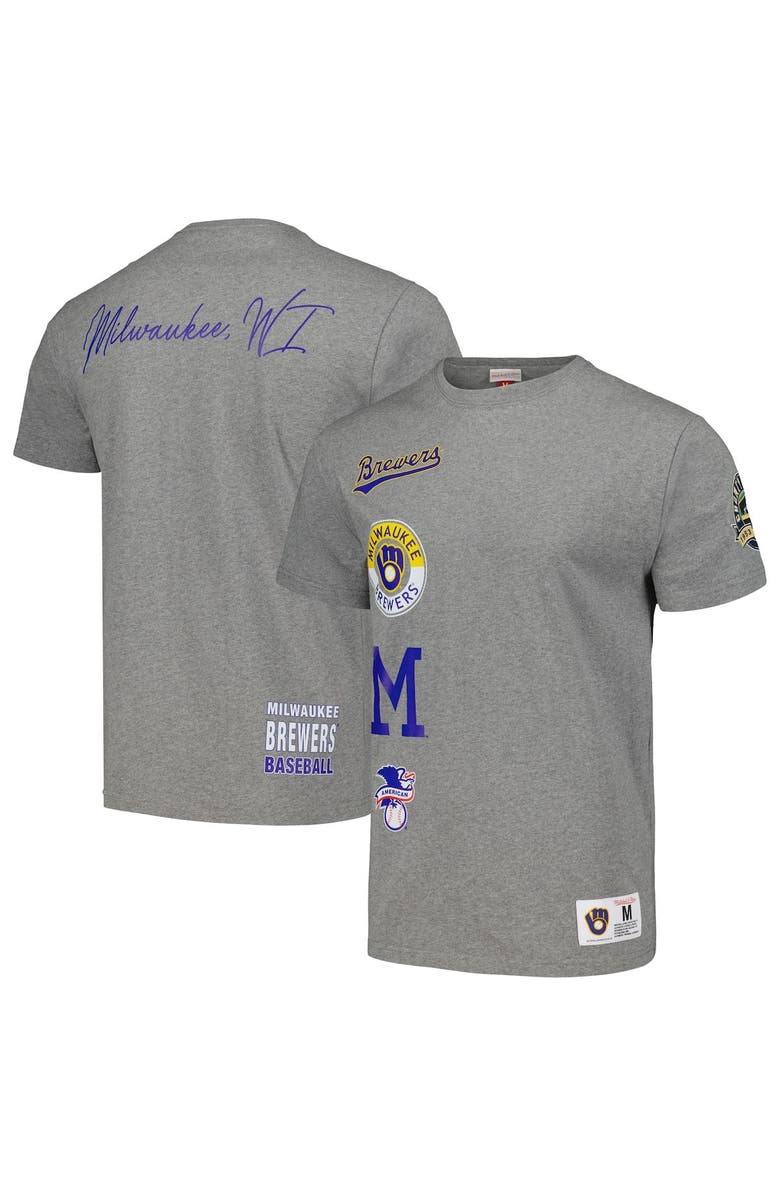 Mitchell & Ness Men's Mitchell & Ness Heather Gray Milwaukee Brewers Cooperstown Collection City Collection T-Shirt, Main, color, Heather Gray