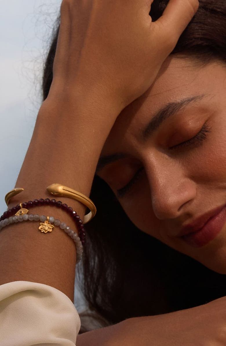 Satya Jewelry Sacred Guidance Snake Cuff Bracelet, Alternate, color, Metallic Gold