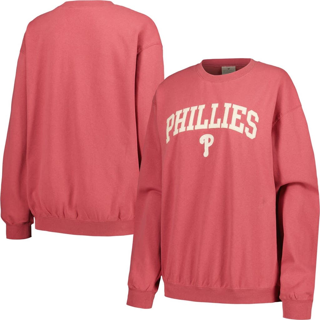 Soft As A Grape Red Philadelphia Phillies Pigment Dye Pullover Sweatshirt In Red