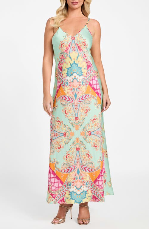 Marciano Grenada Lace-up Satin Maxi Dress In Multi