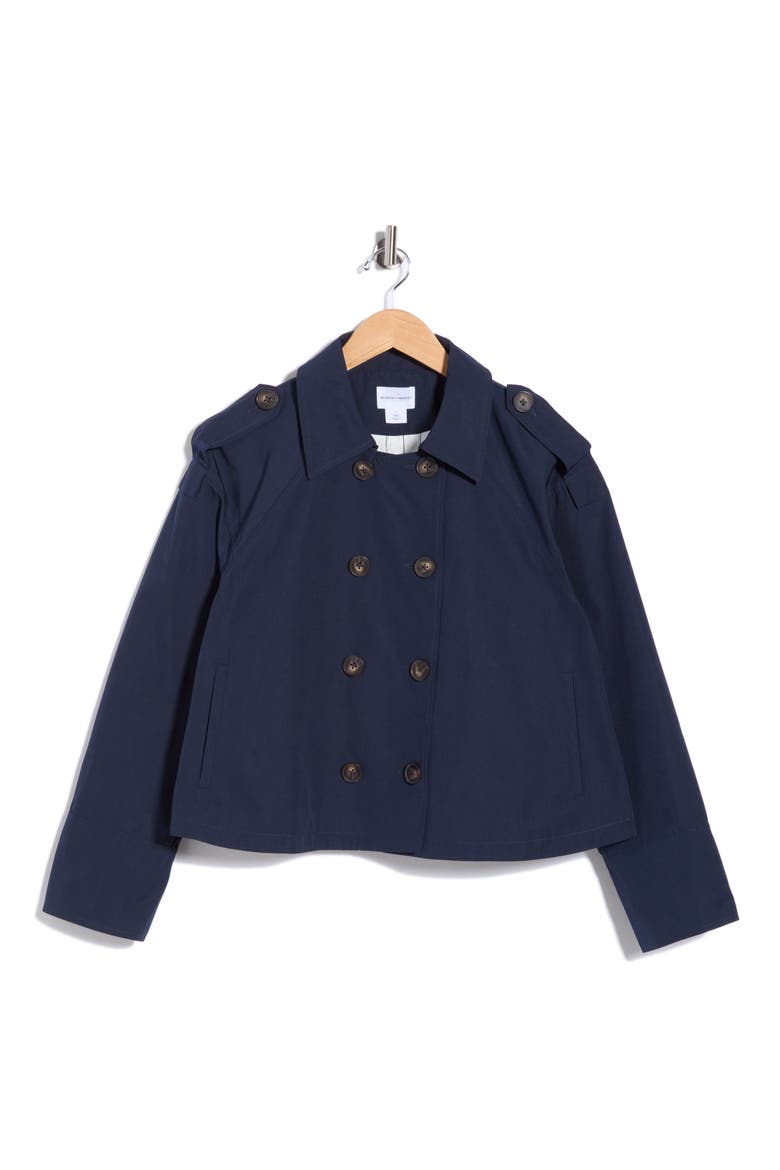 Crop Double Breasted Jacket, Alternate, color, NAVY STILL