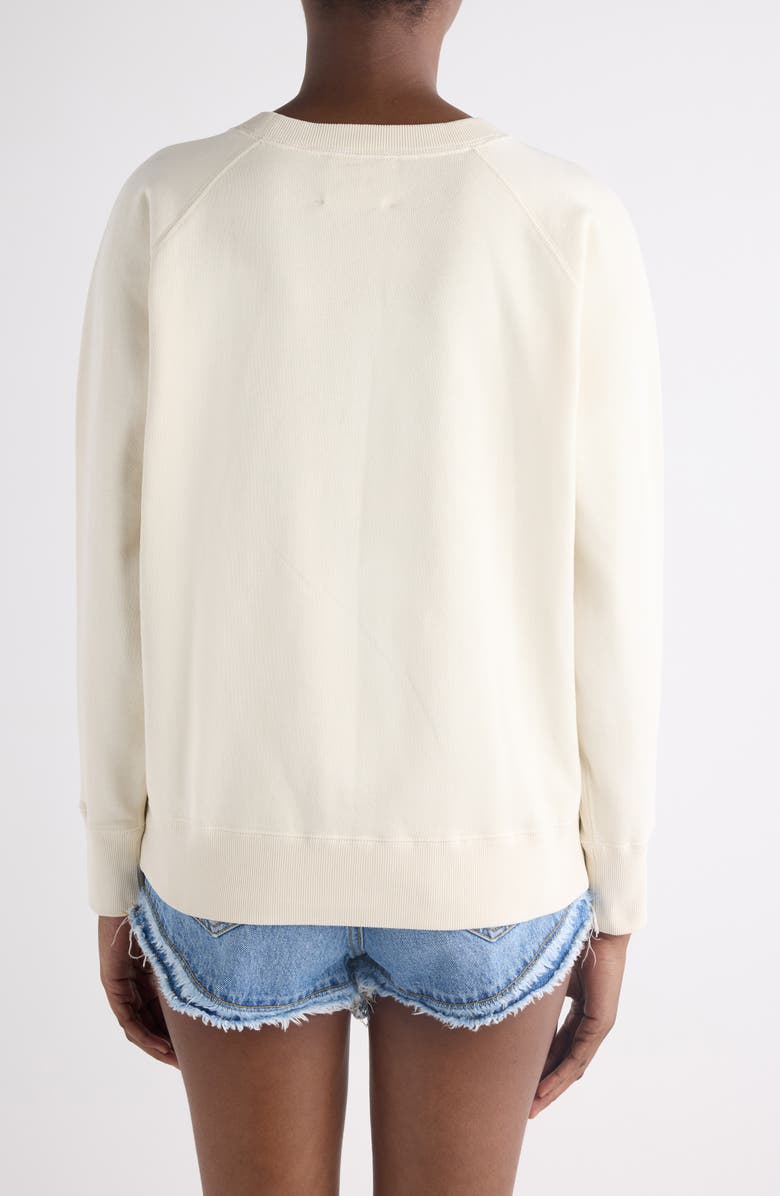 Isabel Marant Étoile Millyny Lips Embroidered Fleece Sweatshirt, Alternate, color, Ecru