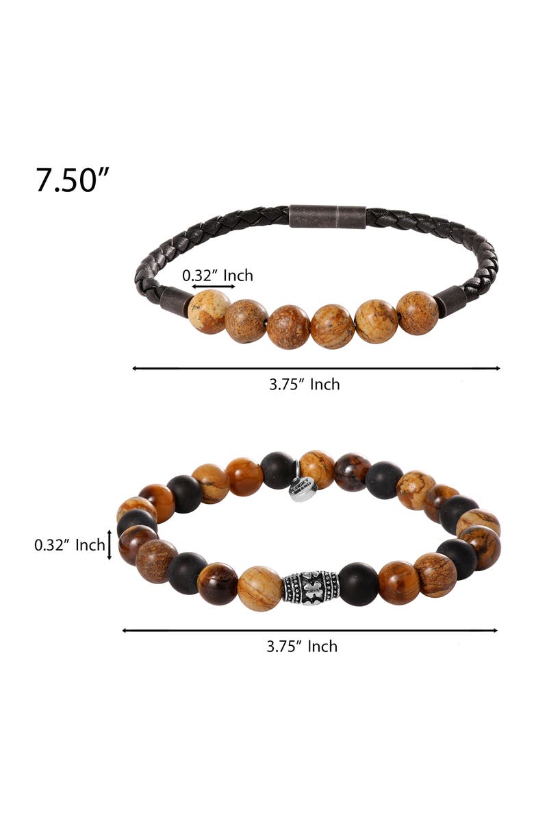 Lucky Brand Stretch Bead & Magnetic Cord Bracelet Set - 2 Piece, Alternate, color, Brown, Black