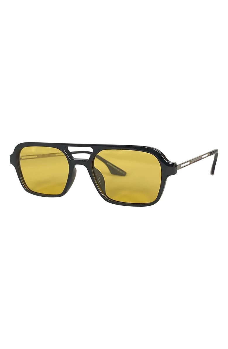 Fifth & Ninth Jordan 60mm Aviator Sunglasses, Alternate, color, Black/ Yellow