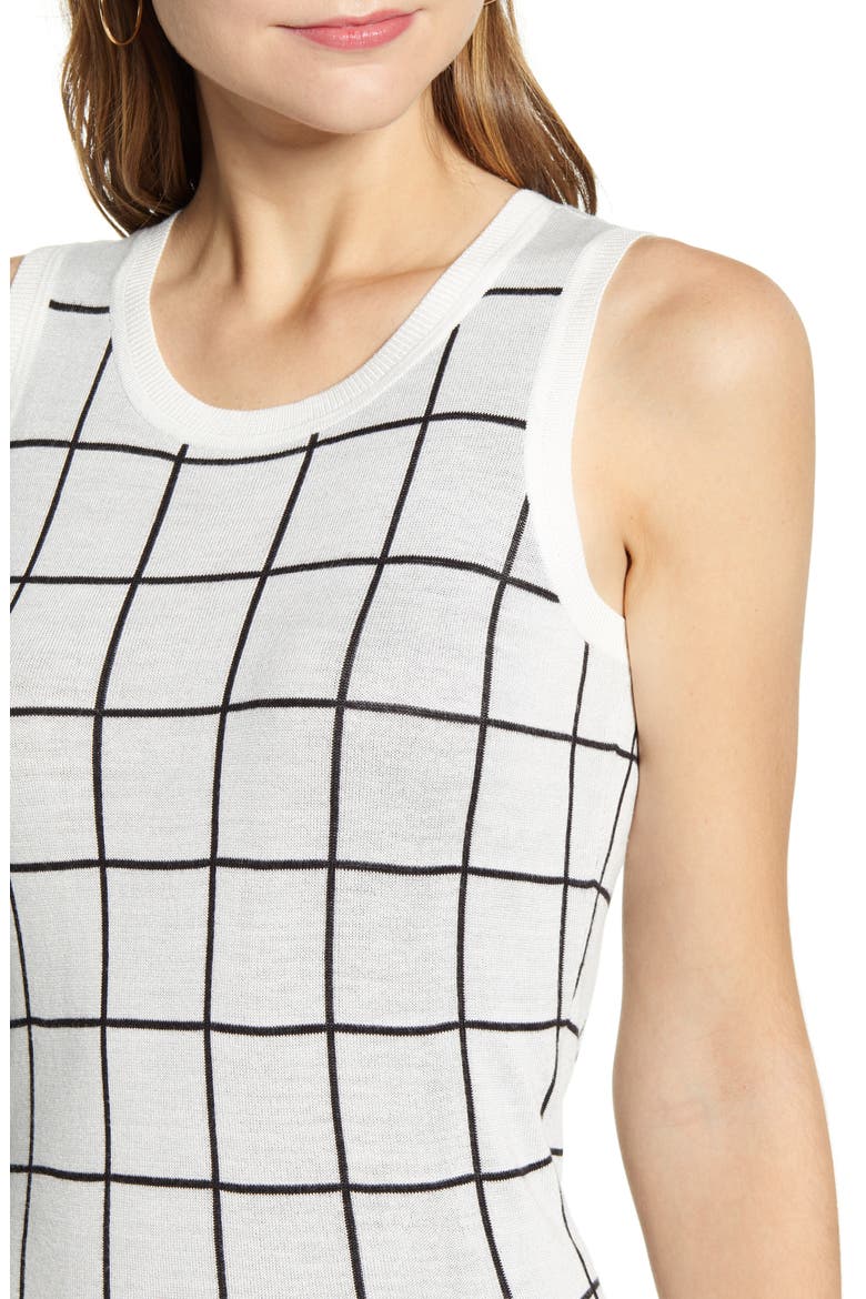 Jacquard Sleeveless Crewneck Sweater, Alternate, color, IVORY CLOUD CHECK