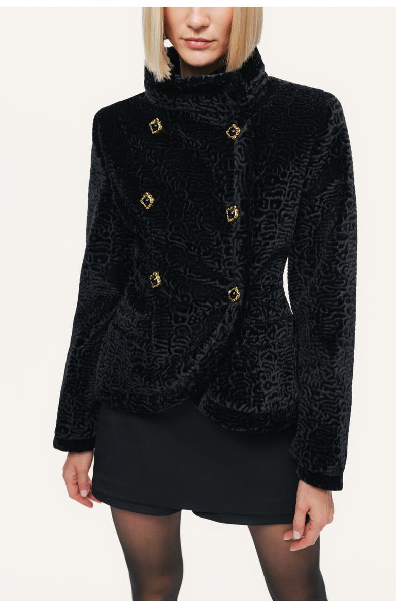 Nocturne Textured High Neck Jacket, Alternate, color, Black