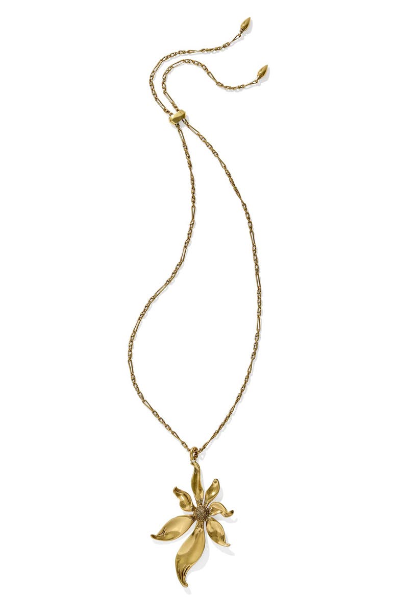 Kendra Scott Anya Flower Pendant Necklace, Alternate, color, Vintage Gold