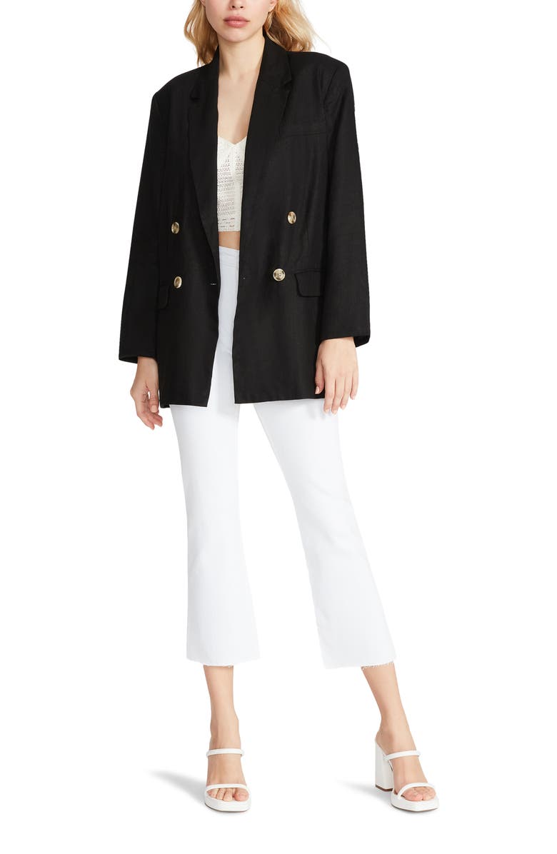 Steve Madden Double Breasted Linen Blend Blazer, Alternate, color,
