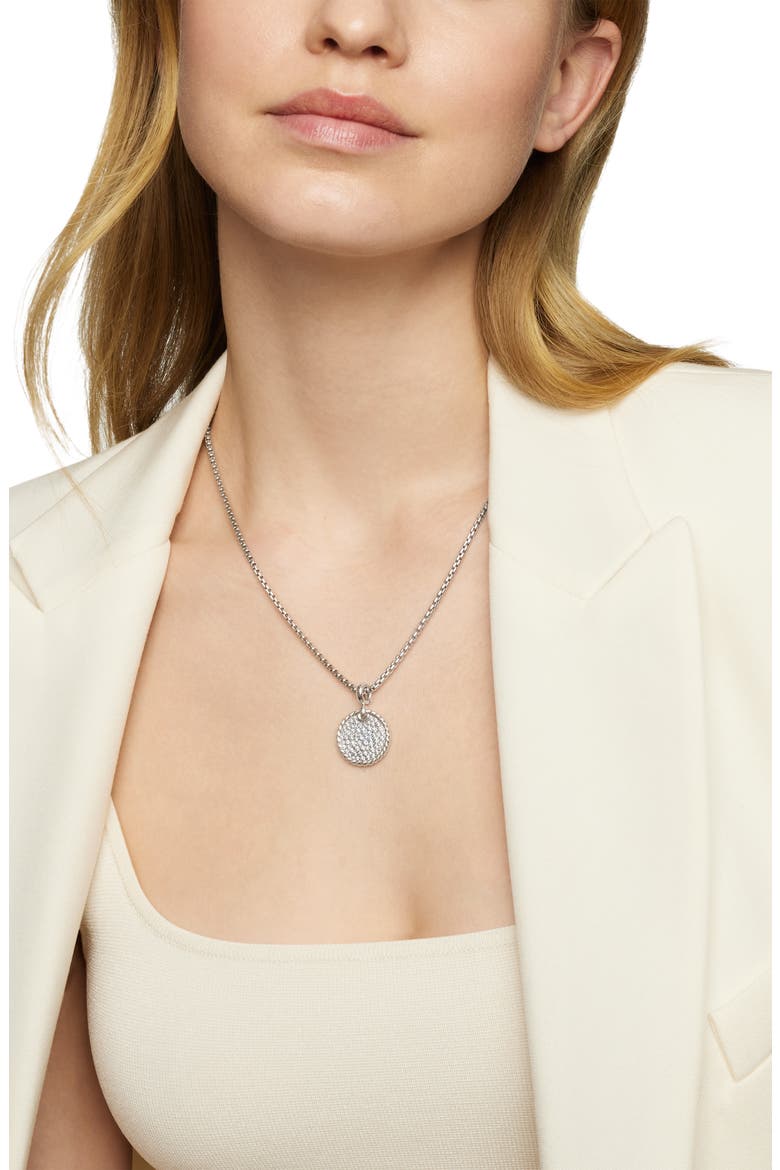 Elements® Disc Pendant with Pavé Diamonds, Alternate, color, SILVER PAVE