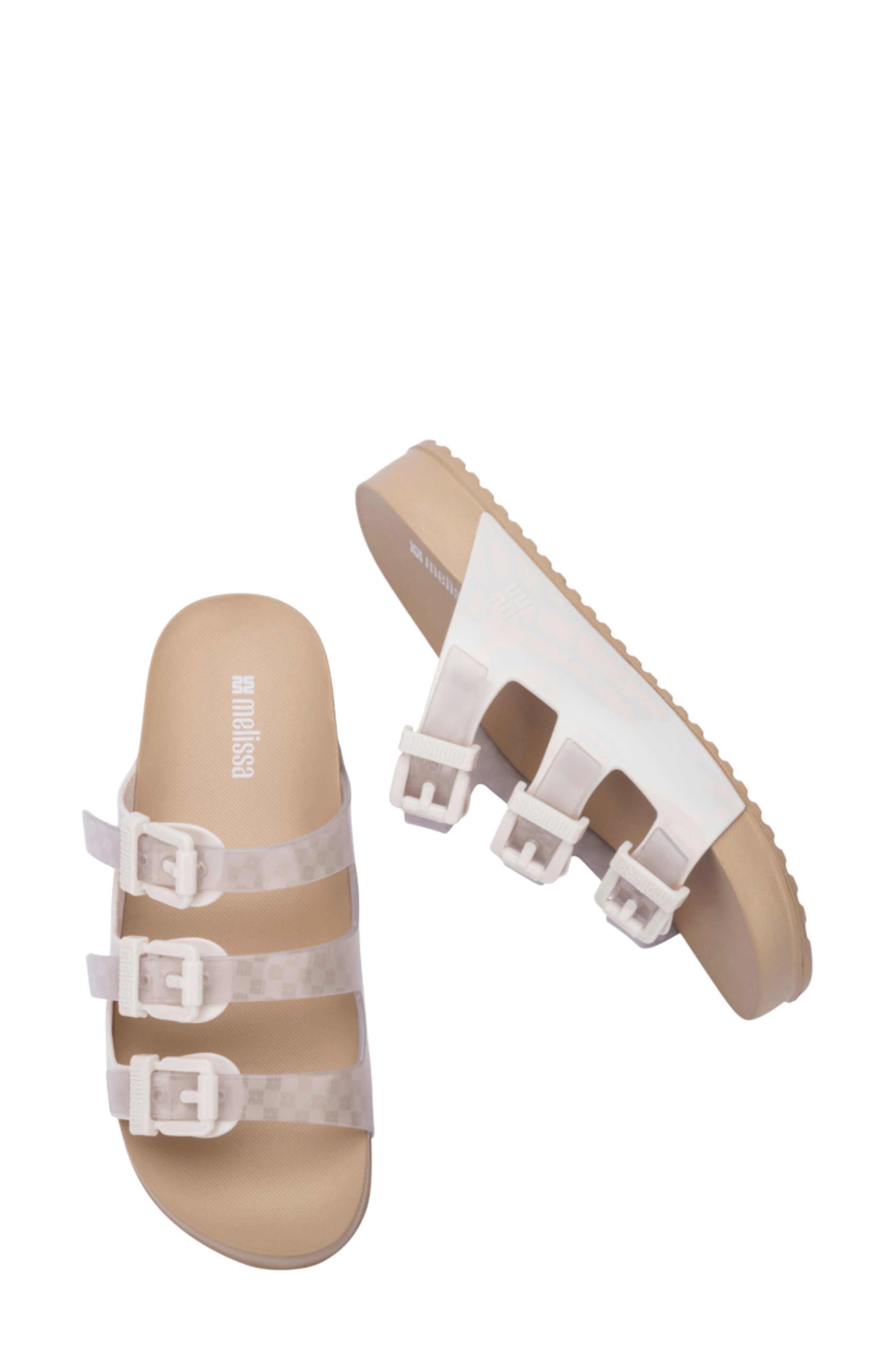 Cozy Stripes Platform Slide Sandal, Alternate, color, BEIGE/WHITE