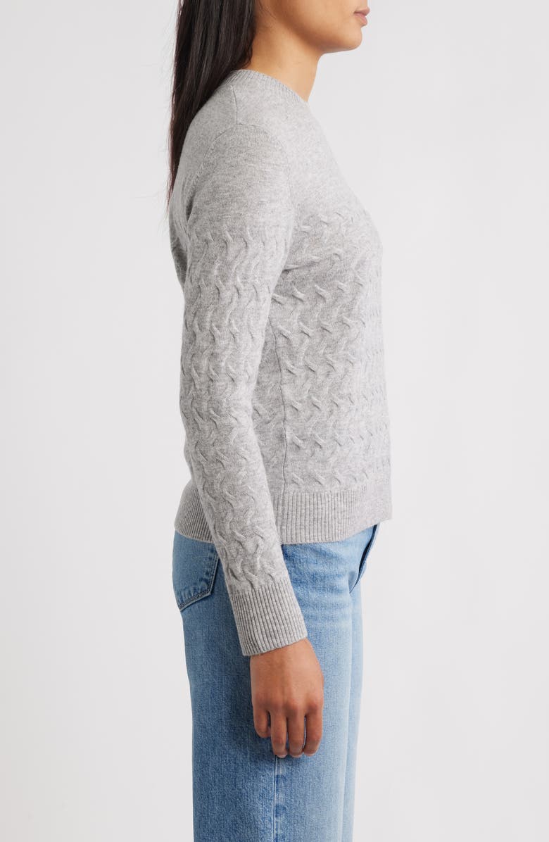Griffen Wondering Cable Wool & Cashmere Crewneck Sweater, Alternate, color, Grey