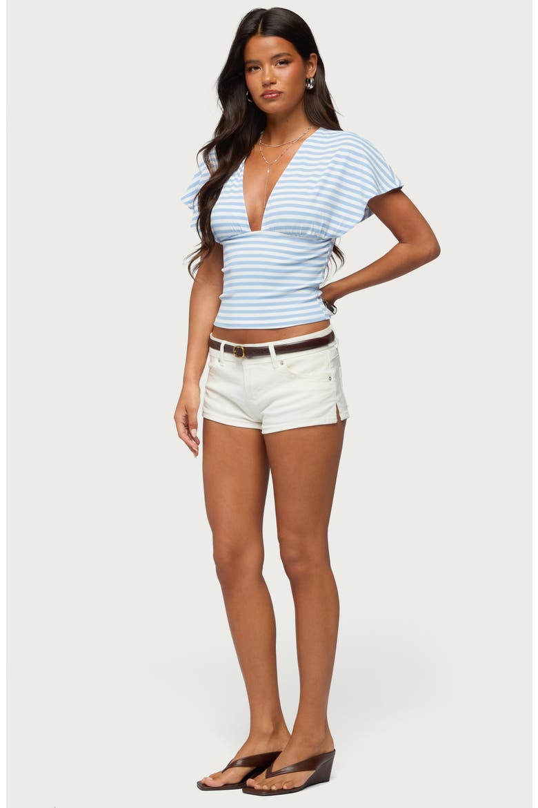 Chassidy Striped Flutter Top, Alternate, color, BLUE-AND-WHITE