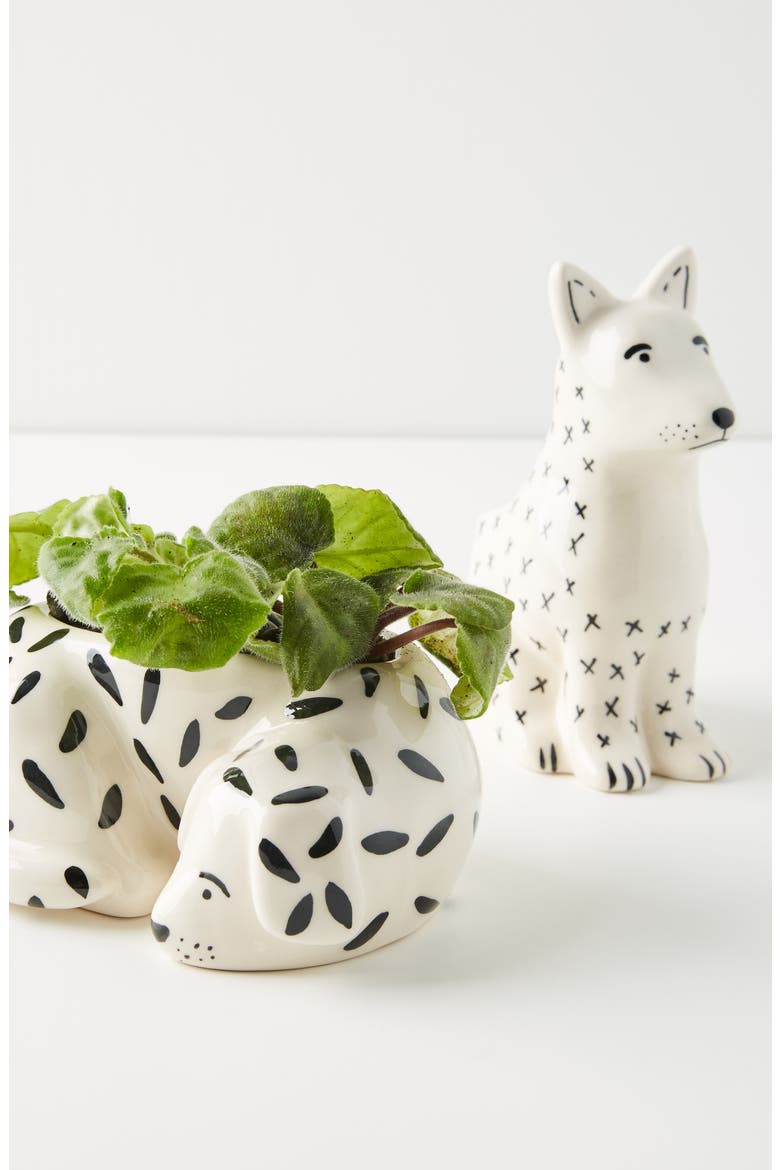 Anthropologie Megan Burke Ceramic Dog Pot, Main, color, GREEN - CURLED UP