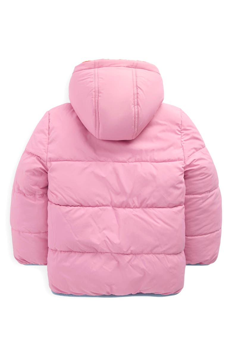 Mini Boden Kids' Reversible Fleece Hooded Jacket, Alternate, color, Multi Flower Check