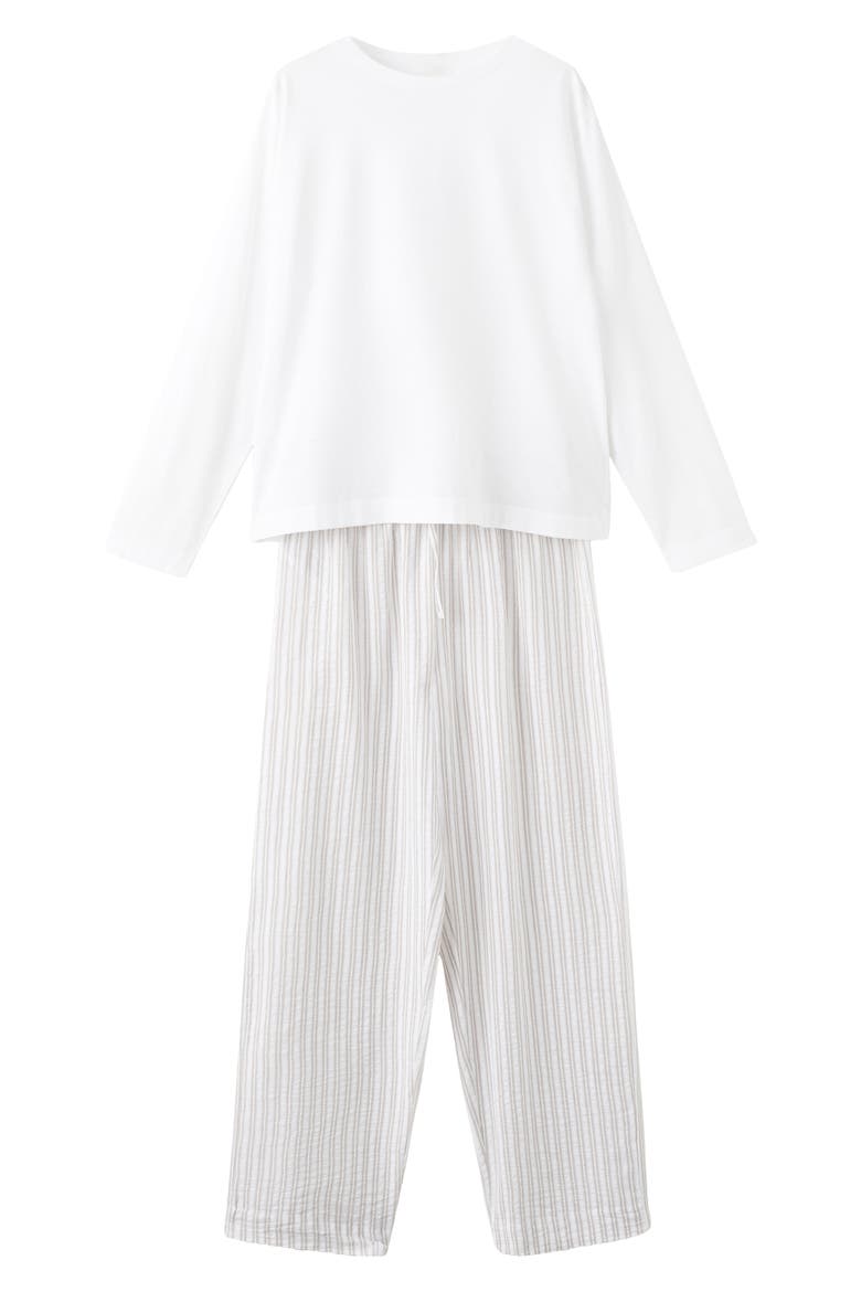 Two-Piece Stripe Cotton Pajamas, Main, color, GREY