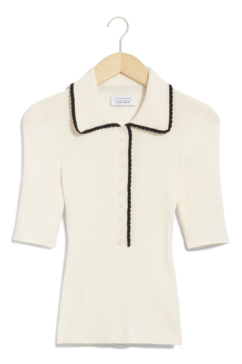 Rib Polo Sweater, Alternate, color, WHITE