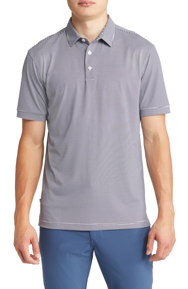 Mizzen+Main Men's Versa Stripe Performance Golf Polo, Main, color, Navy Light Blue Stripe