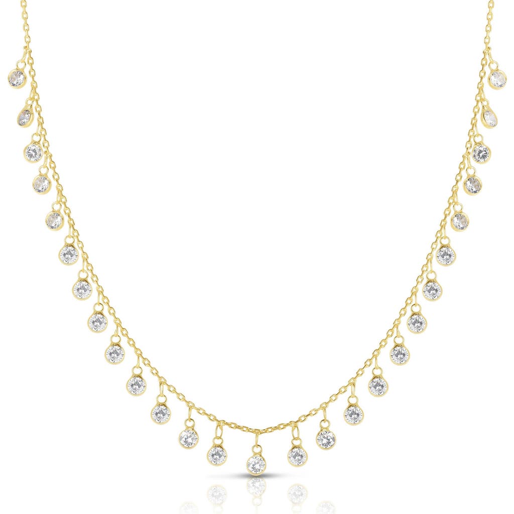 Sphera Milano Sterling Silver Cubic Zirconia Charm Necklace In Gold