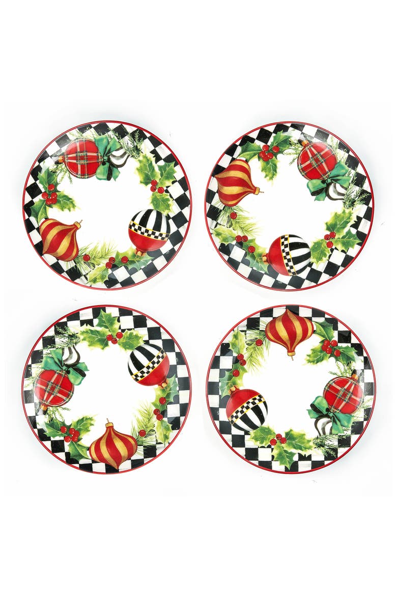 Deck the Halls Set of 4 Appetizer Plates, Main, color, MULTI